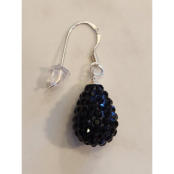 Sterling Silver Blue Crystal Teardrop Dangle Earrings - Picture 5 of 5